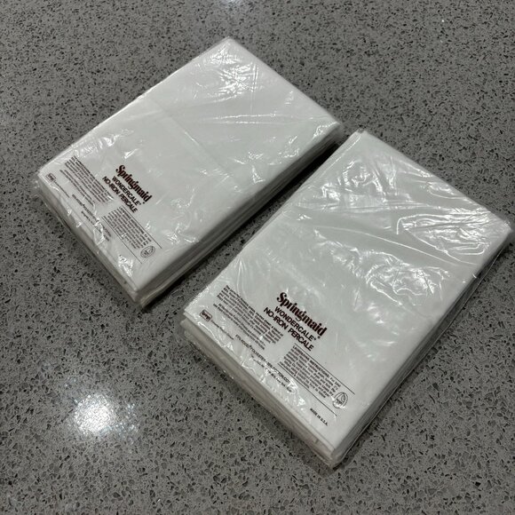 Vintage Springmaid Marvelaire Pillowcases Standard White Muslin New Farmhouse - Picture 4 of 6